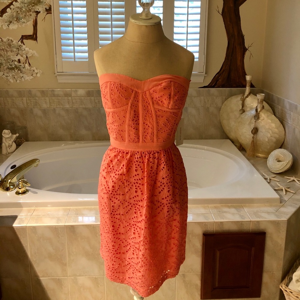 NWT bright pink eyelet Rebecca Taylor dress